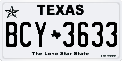 TX license plate BCY3633