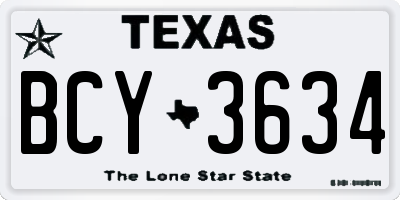 TX license plate BCY3634