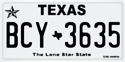 TX license plate BCY3635