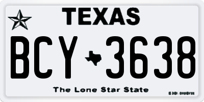 TX license plate BCY3638