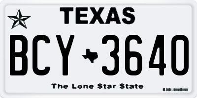 TX license plate BCY3640