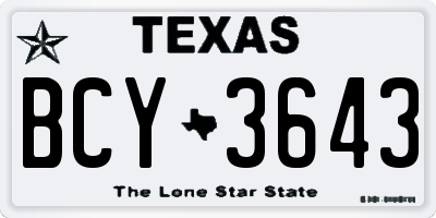 TX license plate BCY3643