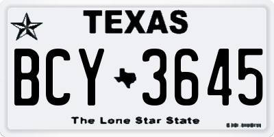 TX license plate BCY3645