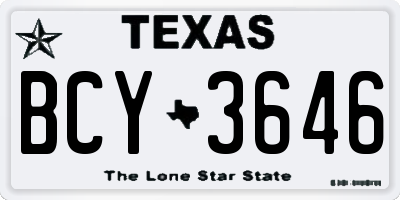 TX license plate BCY3646
