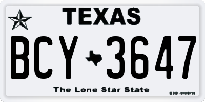 TX license plate BCY3647