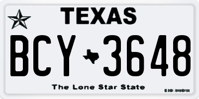 TX license plate BCY3648