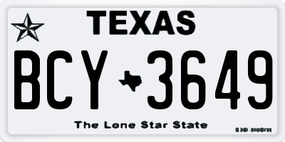 TX license plate BCY3649