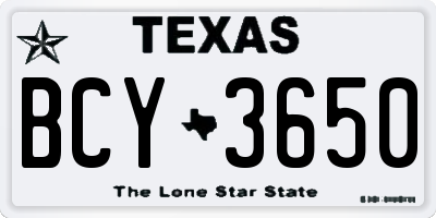 TX license plate BCY3650