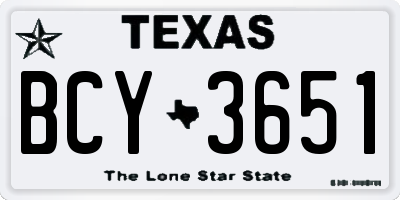 TX license plate BCY3651