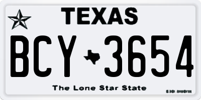 TX license plate BCY3654