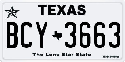 TX license plate BCY3663