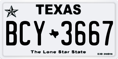 TX license plate BCY3667