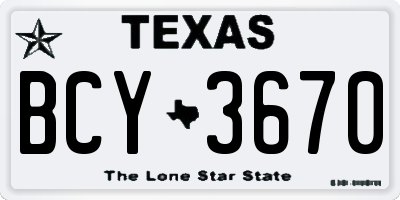 TX license plate BCY3670