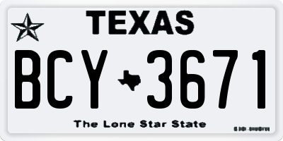 TX license plate BCY3671