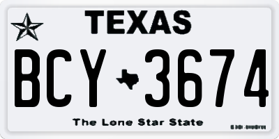 TX license plate BCY3674