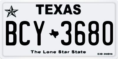 TX license plate BCY3680