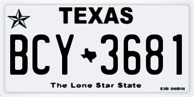 TX license plate BCY3681