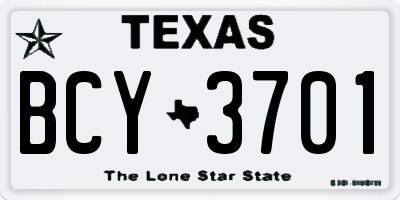 TX license plate BCY3701