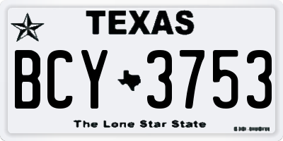 TX license plate BCY3753