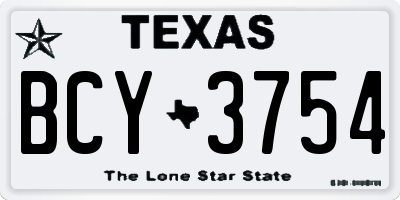 TX license plate BCY3754