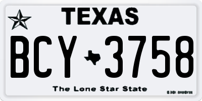 TX license plate BCY3758