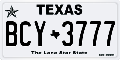 TX license plate BCY3777