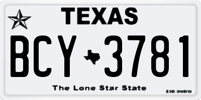 TX license plate BCY3781