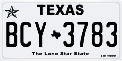 TX license plate BCY3783