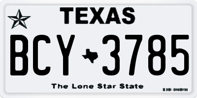 TX license plate BCY3785