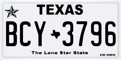 TX license plate BCY3796