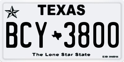 TX license plate BCY3800