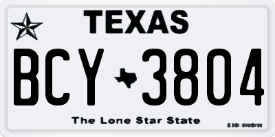 TX license plate BCY3804