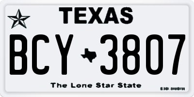 TX license plate BCY3807