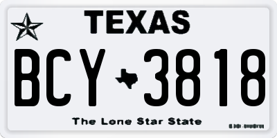 TX license plate BCY3818