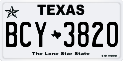 TX license plate BCY3820