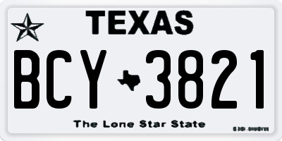 TX license plate BCY3821