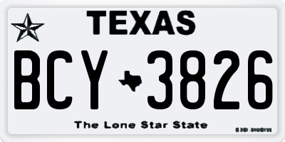 TX license plate BCY3826