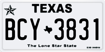 TX license plate BCY3831