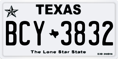 TX license plate BCY3832
