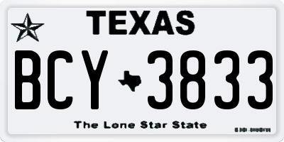 TX license plate BCY3833