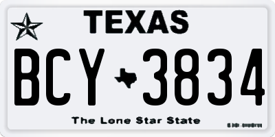 TX license plate BCY3834