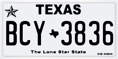TX license plate BCY3836