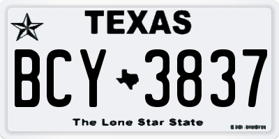 TX license plate BCY3837