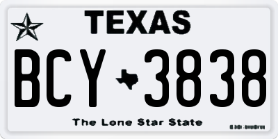 TX license plate BCY3838