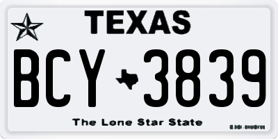 TX license plate BCY3839
