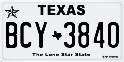 TX license plate BCY3840