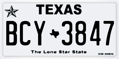 TX license plate BCY3847