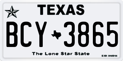 TX license plate BCY3865