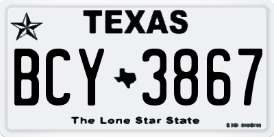 TX license plate BCY3867
