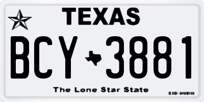 TX license plate BCY3881
